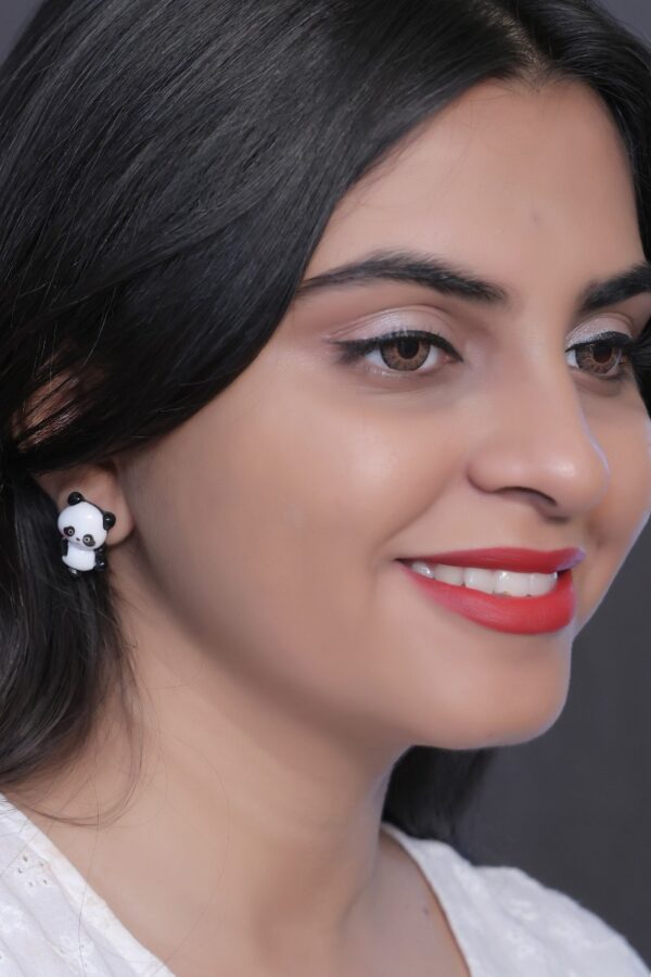 Cute Panda Bear Stud Earrings - Image 2
