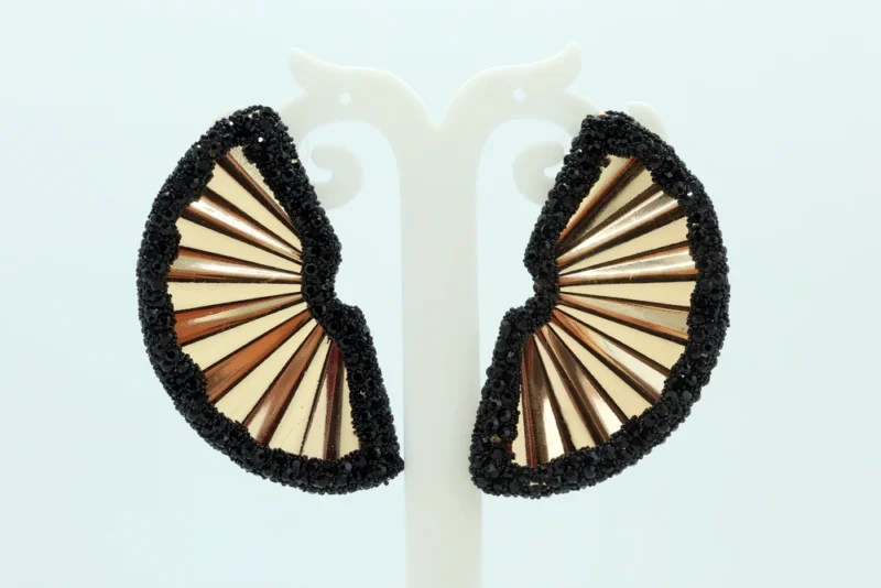 Art Deco Fan-Shaped Statement Earrings