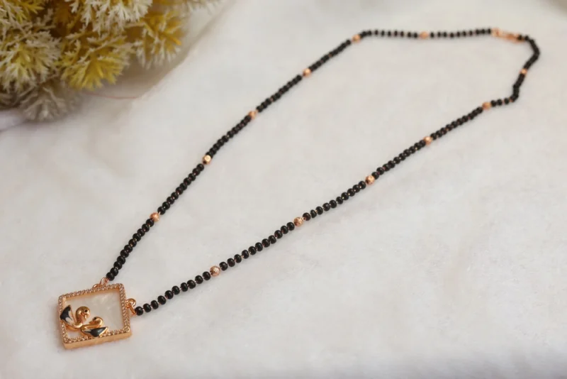 Rose Gold Plated American Diamond Swan Motif Mangalsutra - Image 6