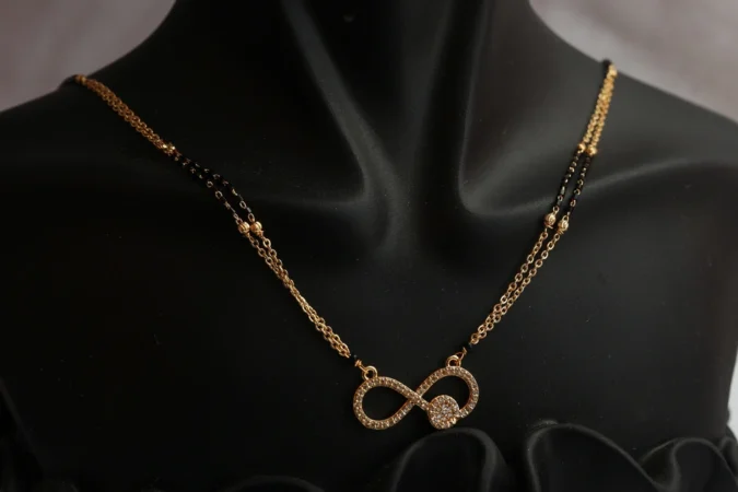 Gold-Plated American Diamond Infinity Mangalsutra