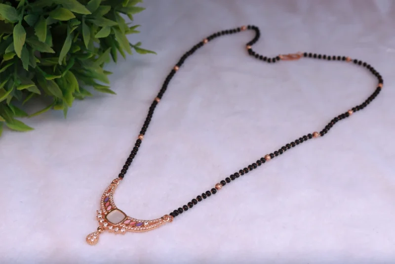 Elegant Rose Gold Plated American Diamond Mangalsutra - Image 2