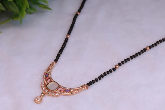 Elegant Rose Gold Plated American Diamond Mangalsutra