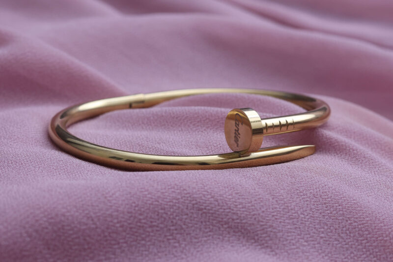 Gold-Tone Nail Bangle Bracelet - Image 2