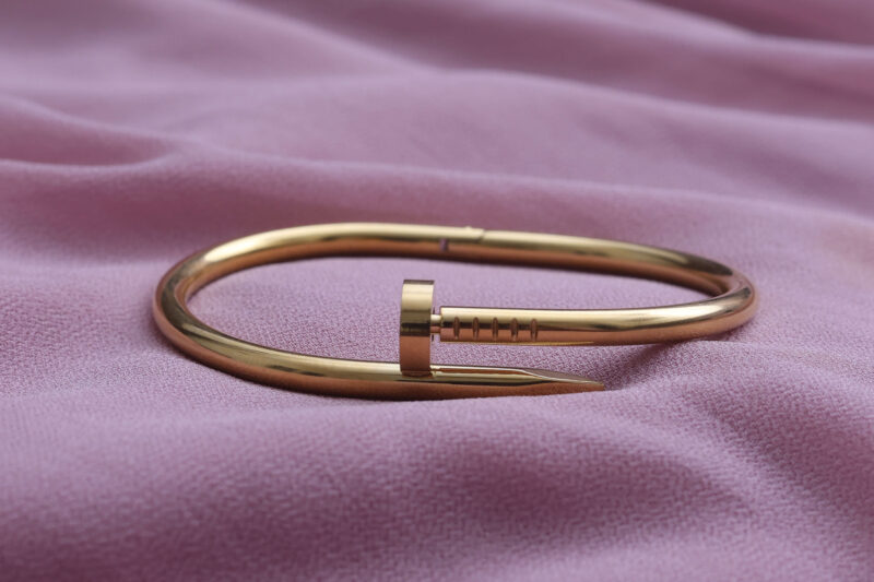 Gold-Tone Nail Bangle Bracelet - Image 3