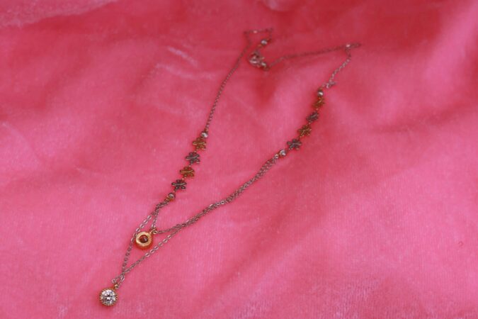 Layered Mixed-Metal Shell and Crystal Necklace