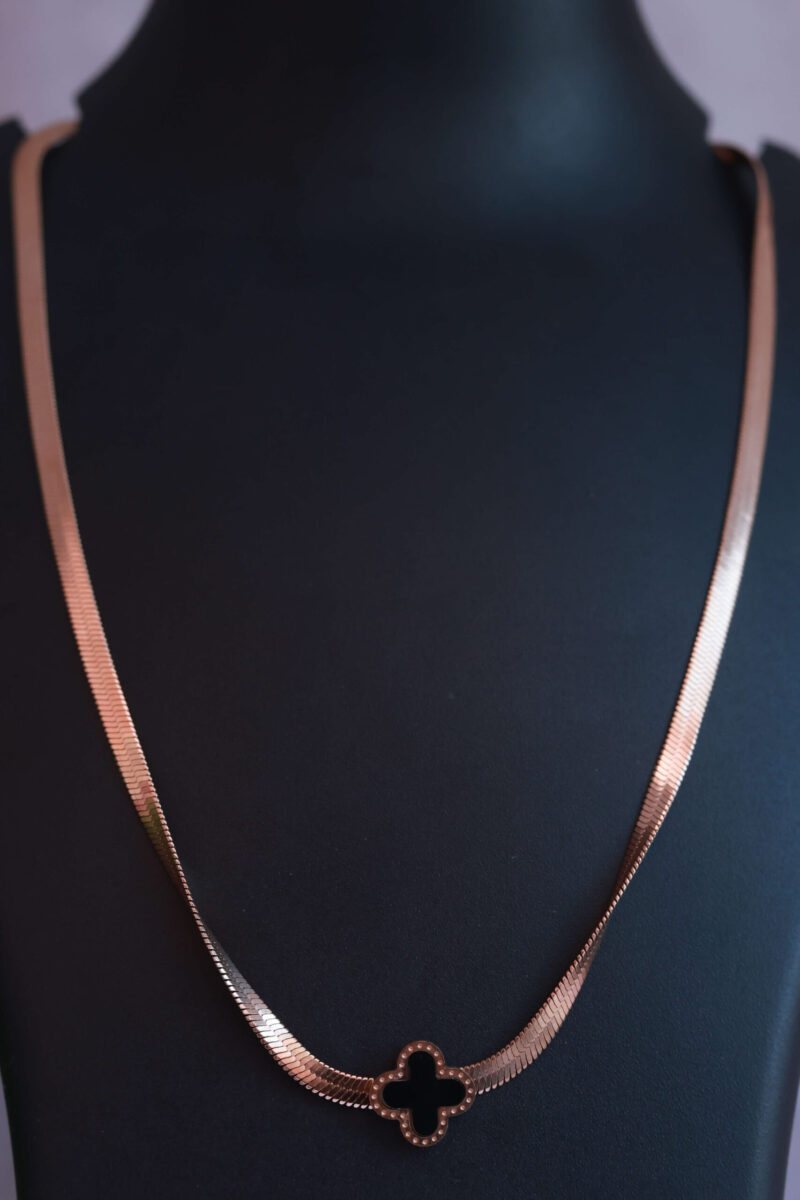 Elegant Gold Tone Herringbone Chain Necklace - Image 2