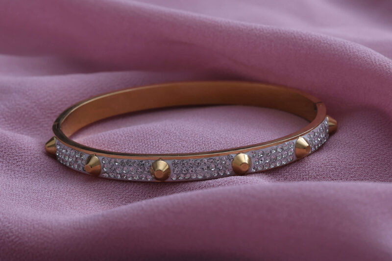 Rose Gold Pave Crystal Spike Bangle - Image 2