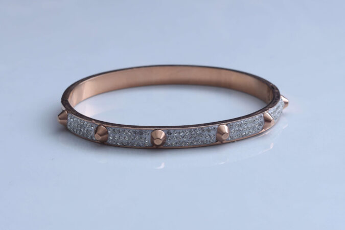 Rose Gold Pave Crystal Spike Bangle