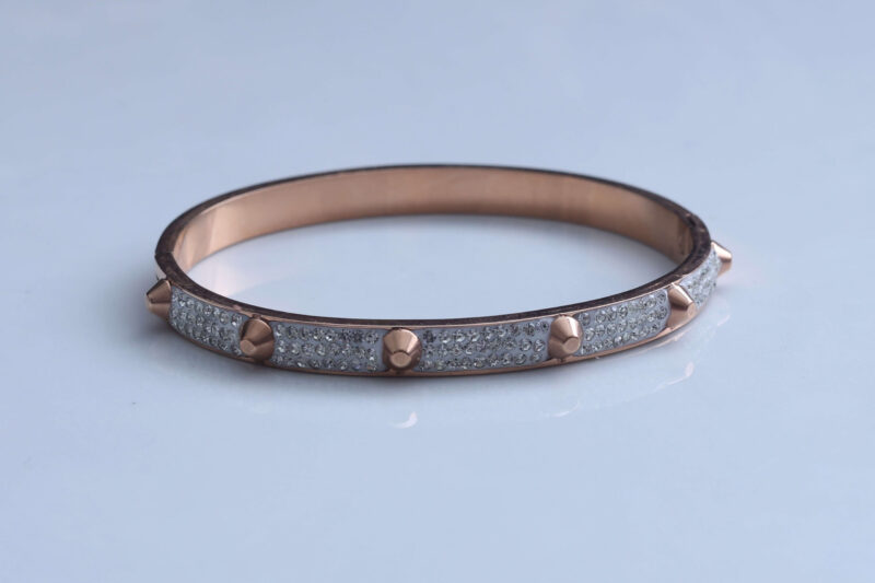 Rose Gold Pave Crystal Spike Bangle