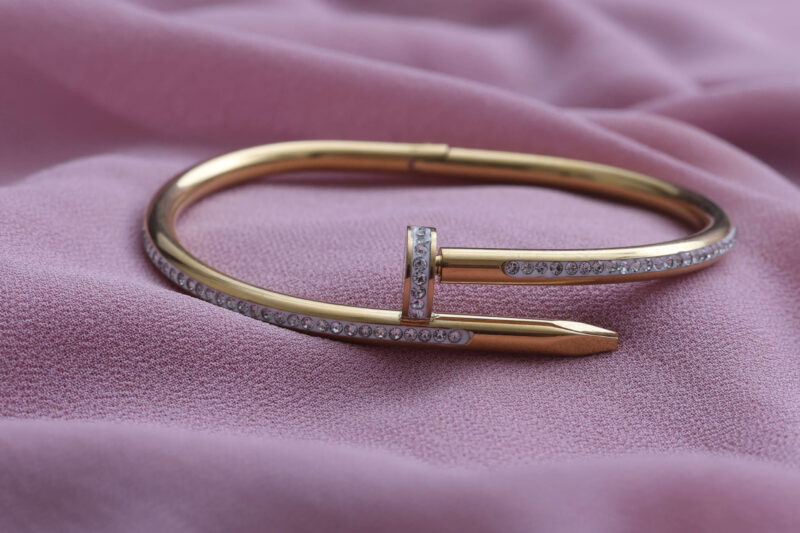 Rose Gold Pave Crystal Nail Bracelet - Image 2