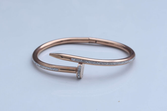Rose Gold Pave Crystal Nail Bracelet