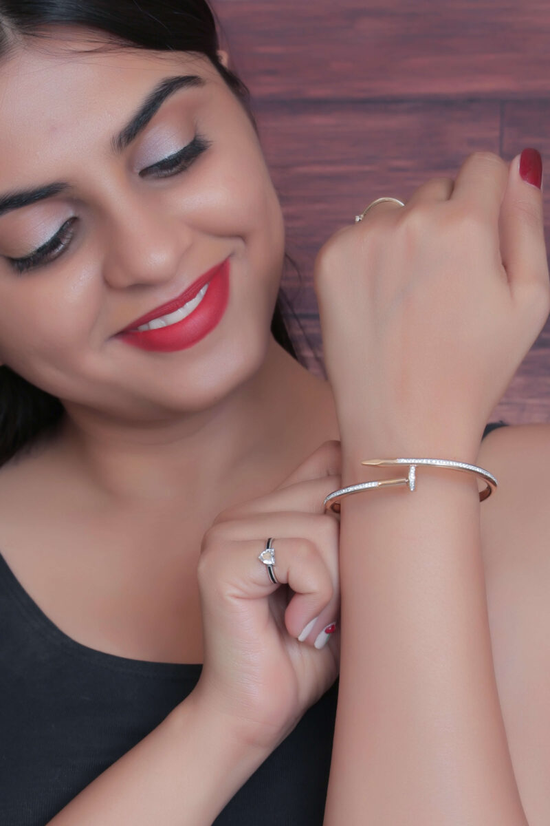 Rose Gold Pave Crystal Nail Bracelet - Image 3