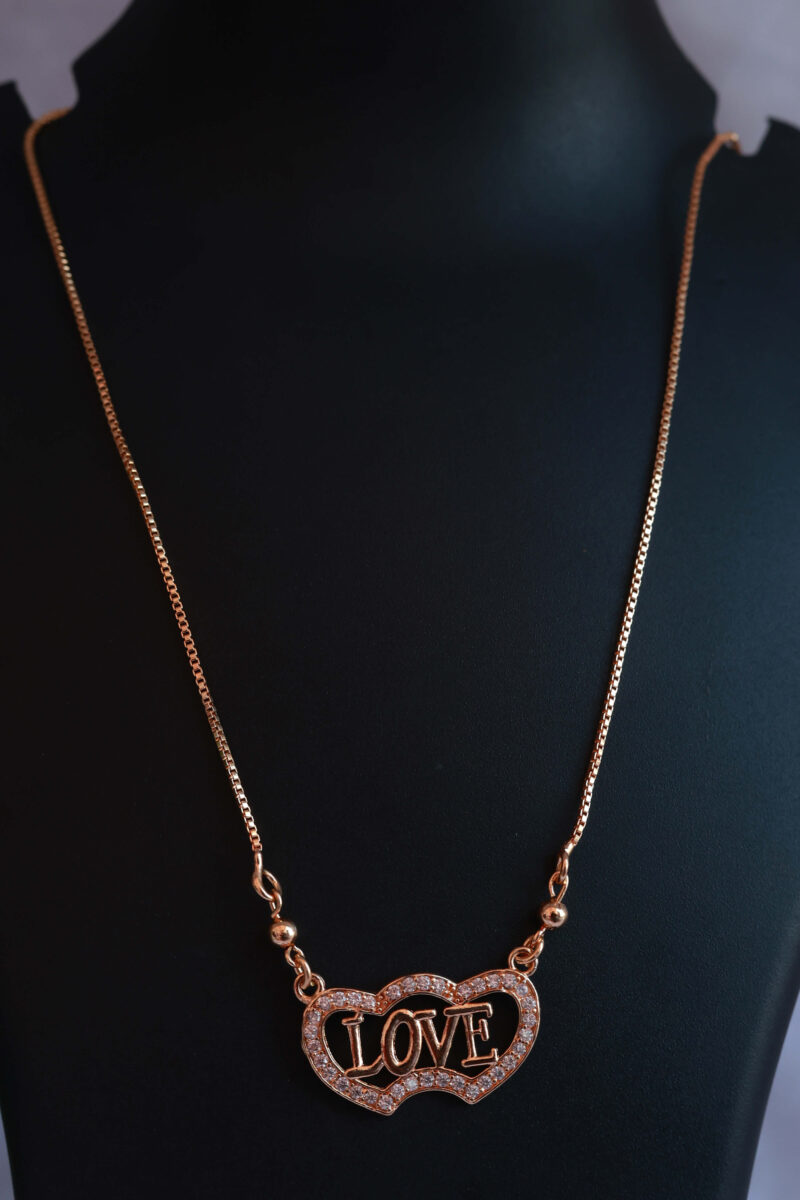 Rose Gold Tone "Love" Pendant Necklace - Image 2